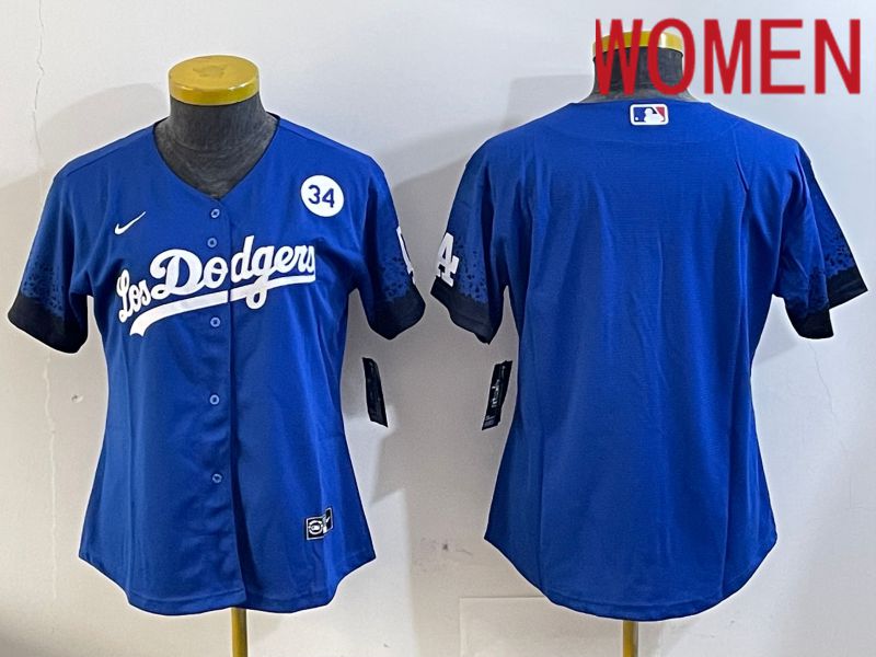 Women Los Angeles Dodgers blank 2024  blue jersey 202411285->women mlb jersey->Women Jersey